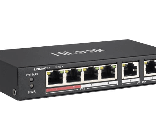 HiLook NS-0106P-35 4-Port PoE Switch – Unmanaged, 2x Uplinks, Long Range, Metal Case