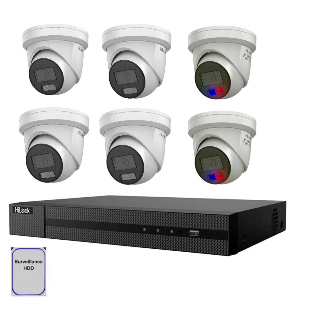 HiLook - 6MP 8Ch CCTV Security Kit - 8 Channel PoE NVR, 3TB HDD, 4 x ...