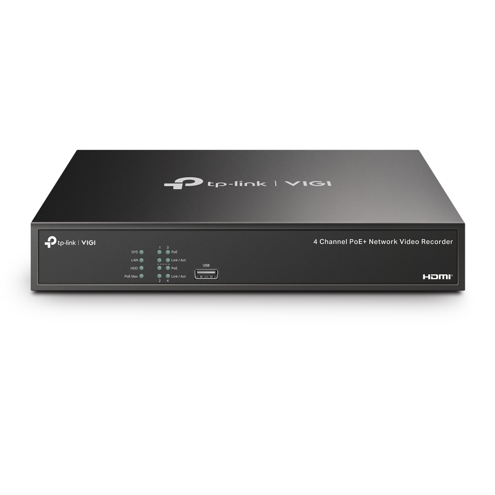 TP Link VIGI NVR1004H-4P V1 4-Channel PoE+ NVR | 4K HDMI, H.265+, ONVIF, Smart Detection